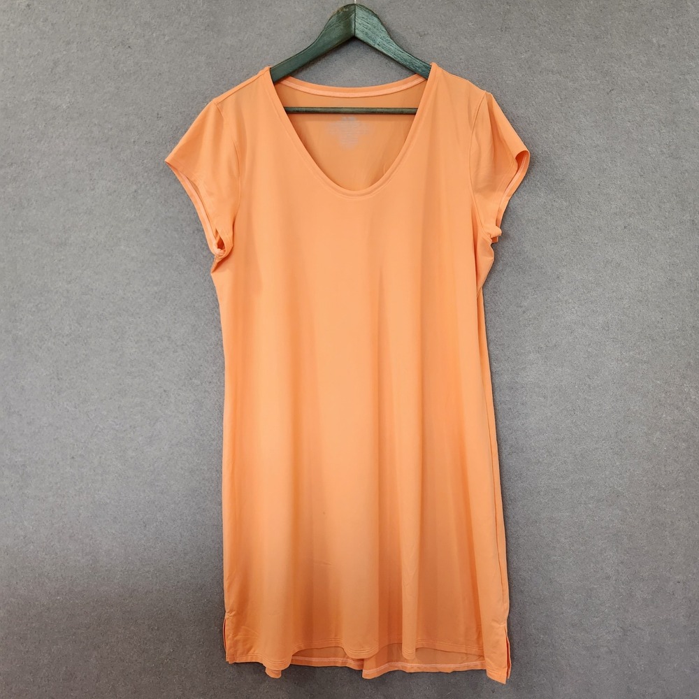 LL Bean Womens XL Regular Peach Orange UPF 50+ Sun Dress Swim Cover Up